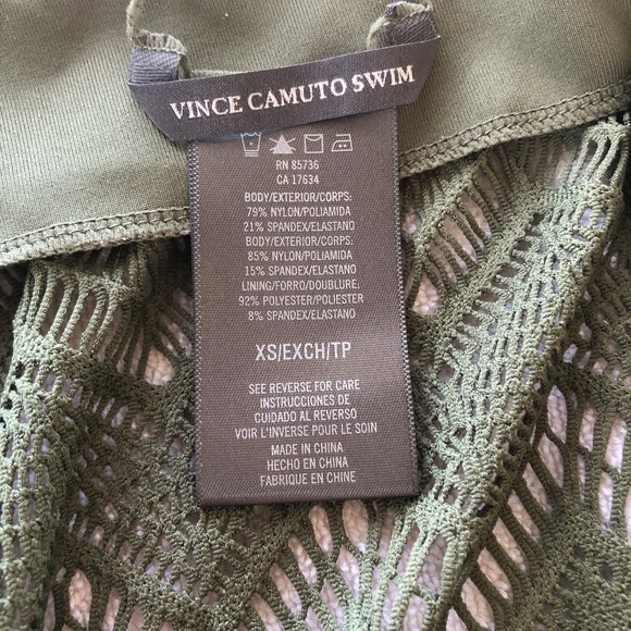 VINCE CAMUTO Retail $162 Crochet Caftan Swim Cover Up Safari Green XSmall - Picture 8 of 9